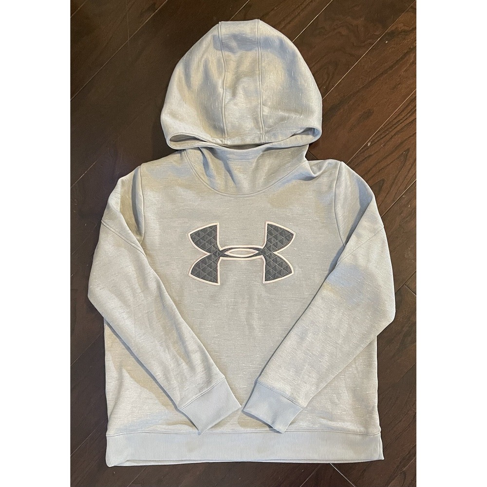 Under Armour Hoodie Women Lg Gray ColdGear Fleece Loose Fit Athleisure Cozy Gym